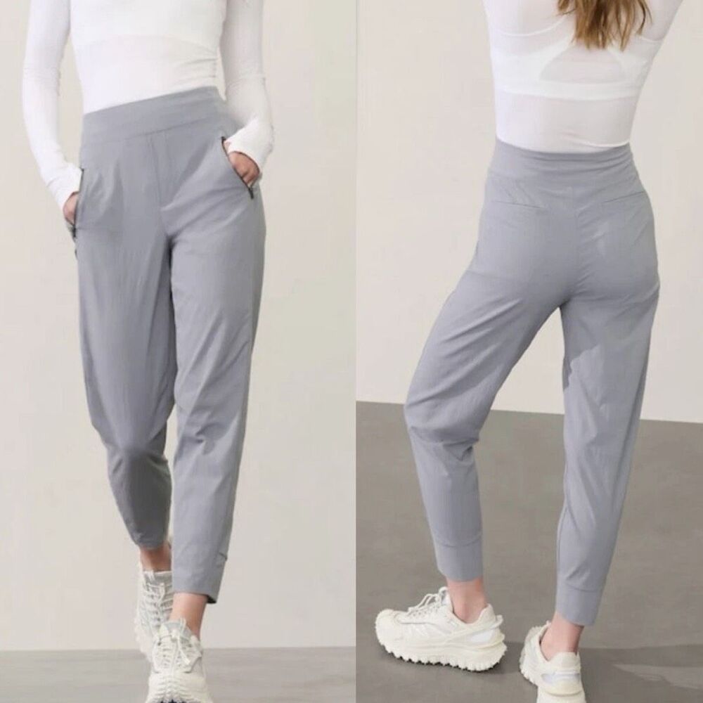 Athleta Light Gray Cropped High-Waist Joggers